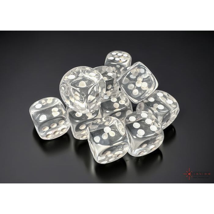 Chessex Translucent Clear/White Six-Sided 16mm Dice