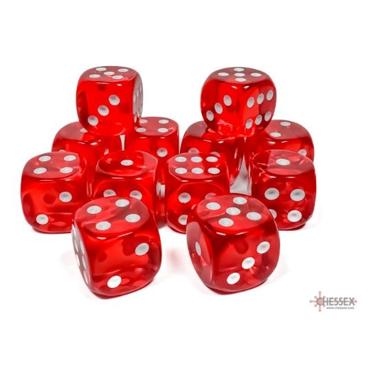 Chessex Translucent Red/White Six-Sided 16mm Dice