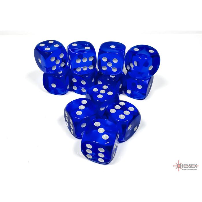 Chessex Translucent Blue/White Six-Sided 16mm Dice