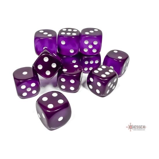 Chessex Translucent Purple/White Six-Sided 16mm Dice