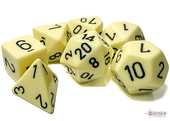 Chessex Opaque Pastel Yellow/Black Polyhedral 7-Set Dice Sets