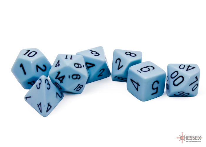 Chessex Opaque Pastel Blue/Black Polyhedral 7-Set Dice Sets