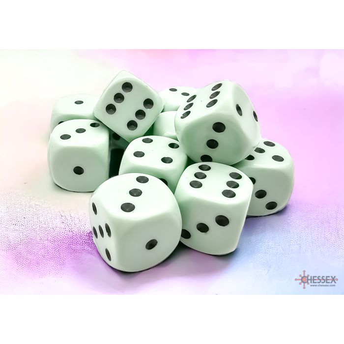 Chessex Opaque Pastel Green/Black Six-Sided 16mm Dice