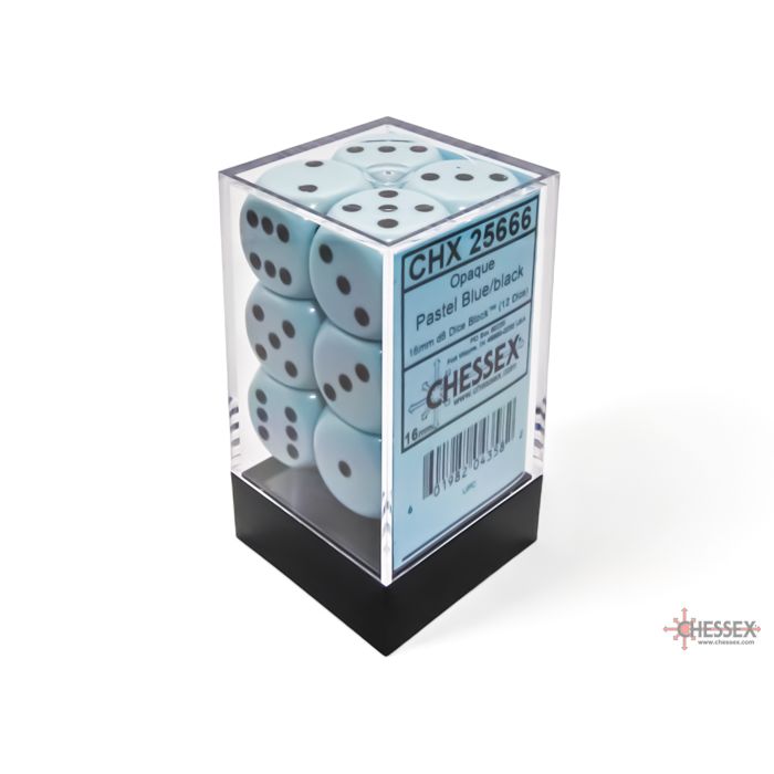 Chessex Opaque Pastel Blue/Black Six-Sided 16mm Dice