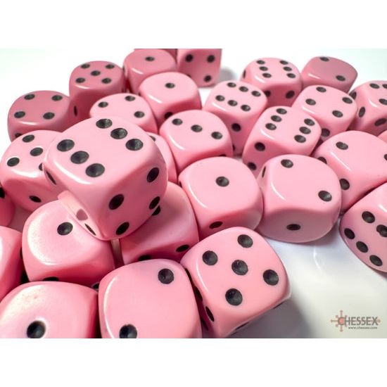 Chessex Opaque Pastel Pink/Black Six-Sided 12mm Dice