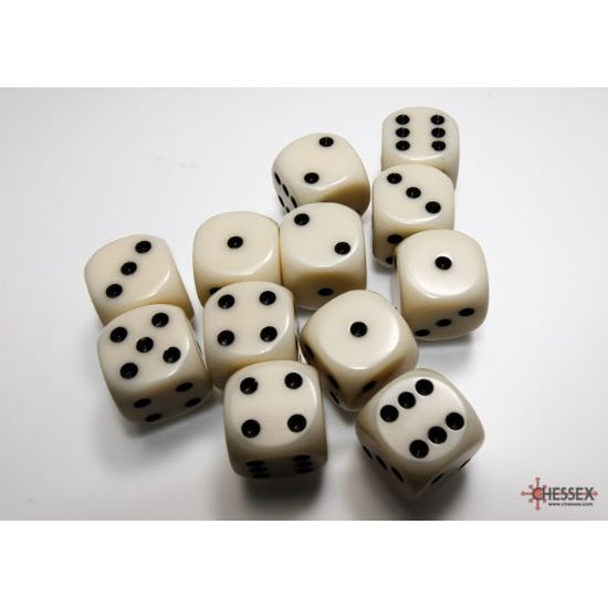 Chessex Opaque Ivory/Black Six-Sided 16mm Dice