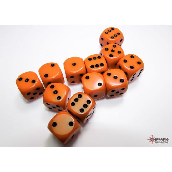 Chessex Opaque Orange/Black Six-Sided 16mm Dice