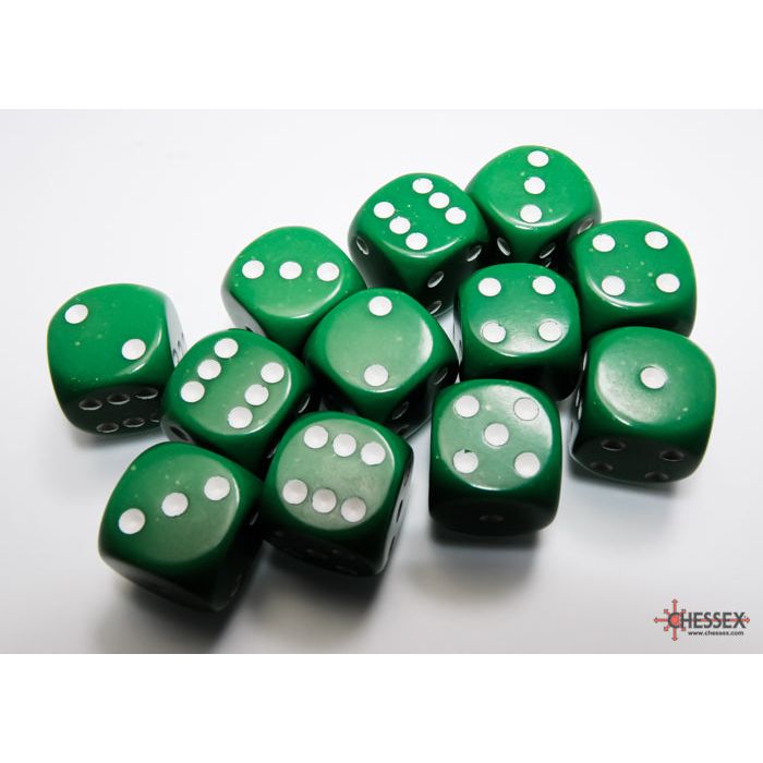 Chessex Opaque Green/White Six-Sided 16mm Dice