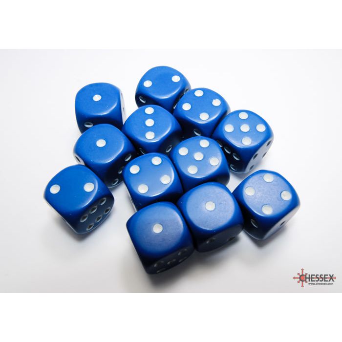 Chessex Opaque Blue/White Six-Sided 16mm Dice