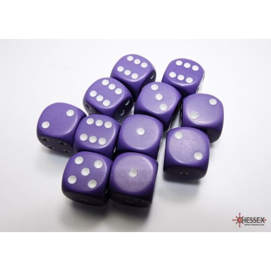 Chessex Opaque Purple/White Six-Sided 16mm Dice