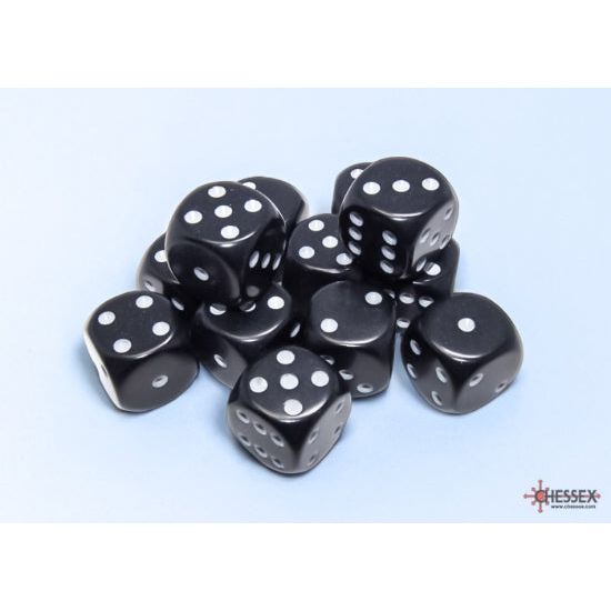 Chessex Opaque Black/White Six-Sided 16mm Dice