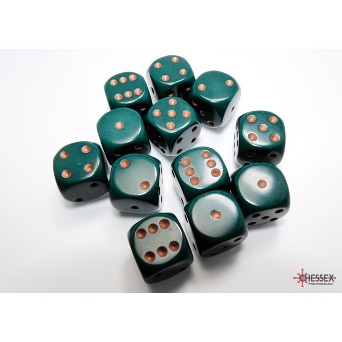 Chessex Opaque Dusty Green/Copper Six-Sided 16mm Dice