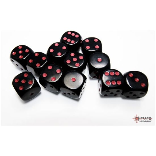 Chessex Opaque Black/Red Six-Sided 16mm  Dice