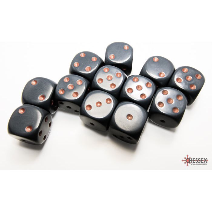 Chessex Opaque Dark Grey/Copper Six-Sided 16mm Dice