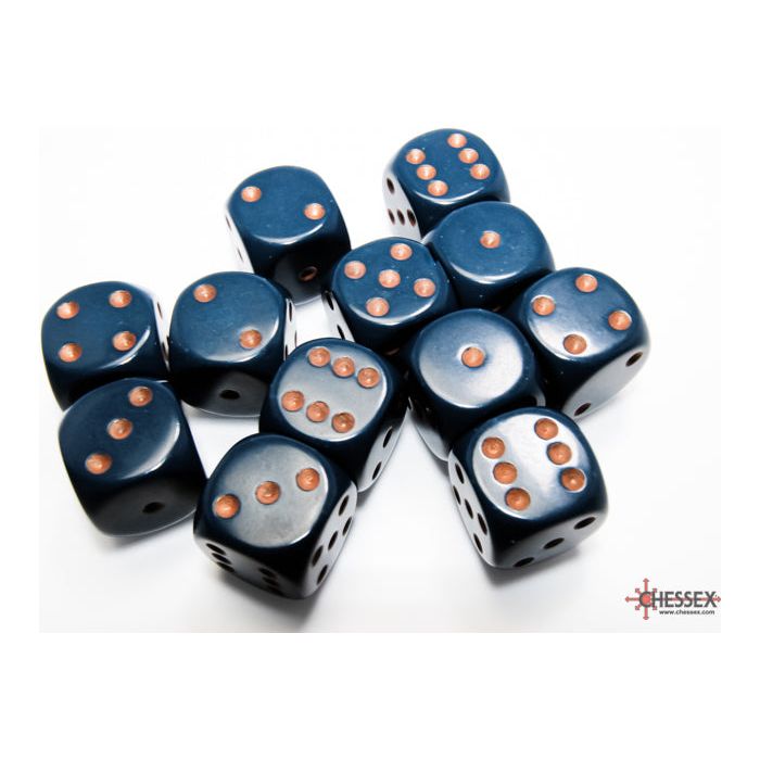 Chessex Opaque Dusty Blue/Copper Six-Sided 16mm Dice