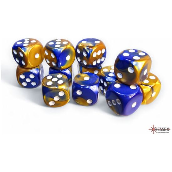 Chessex Gemini Blue-Gold/White Six-Sided 16mm Dice