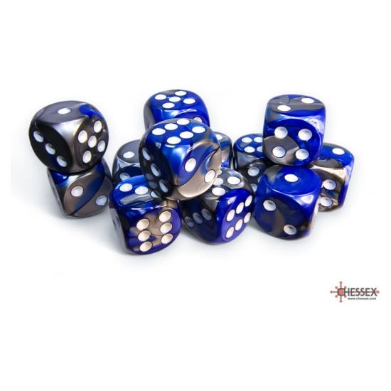 Chessex Gemini Blue-Steel/White Six-Sided 16mm Dice