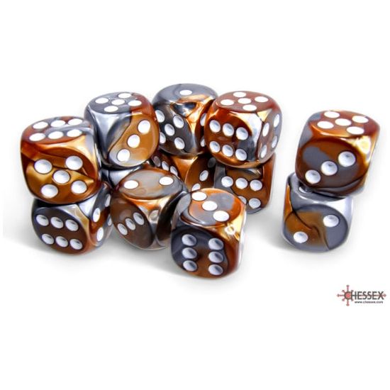 Chessex Gemini Copper-Steel/White Six-Sided 16mm Dice