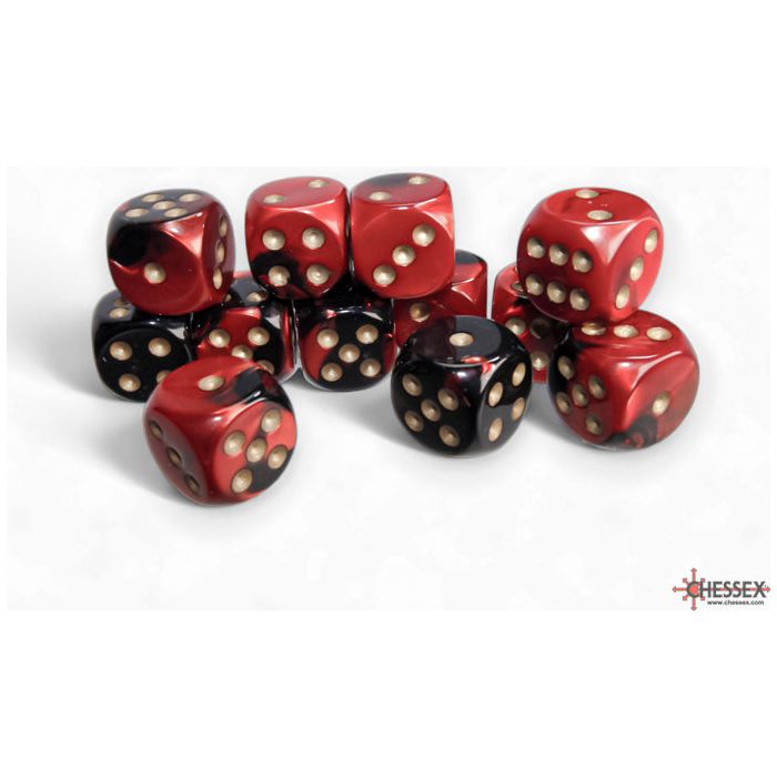 Chessex Black-Red/Gold Six-Sided Dice 16mm