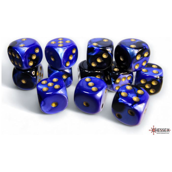 Chessex Gemini Black-Blue/Gold Six-Sided 16mm Dice