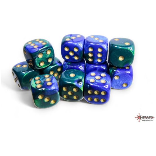 Chessex Gemini Blue-Green/Gold Six-Sided 16mm Dice