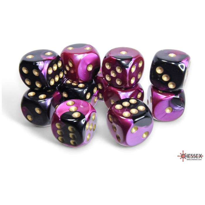 Chessex Gemini Black-Purple/Gold Six-Sided 16mm Dice