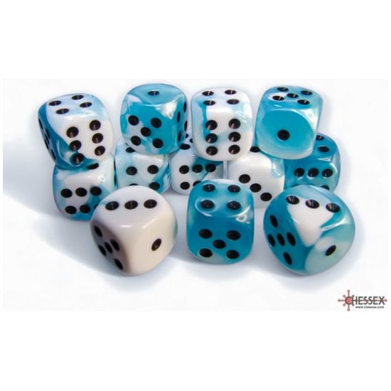 Chessex Gemini Teal-White/Black Six-Sided 16mm Dice