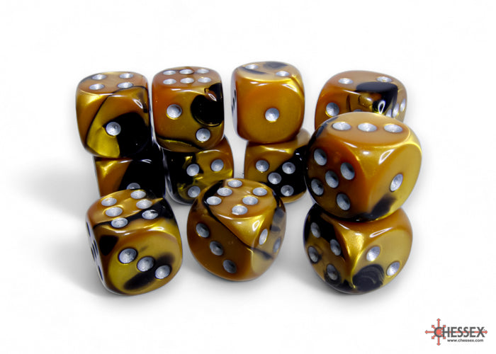 Chessex Gemini Black-Gold/silver Six-Sided 16mm Dice