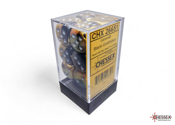 Chessex Gemini Black-Gold/silver Six-Sided 16mm Dice