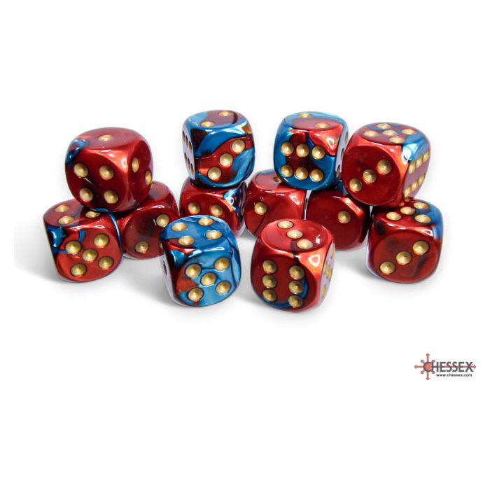 Chessex Gemini Red-Teal/Gold Six-Sided 16mm Dice