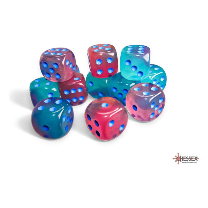 Chessex Gemini Gel Green-Pink/Blue Six-Sided 16mm Dice