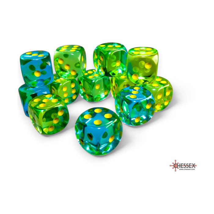 Chessex Gemini Translucent Green-Teal/Yellow Six-Sided 16mm Dice