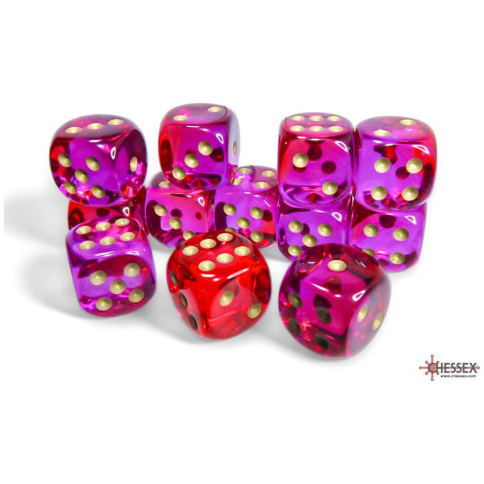 Chessex Gemini Translucent Red-Violet/Gold Six-Sided 16mm Dice