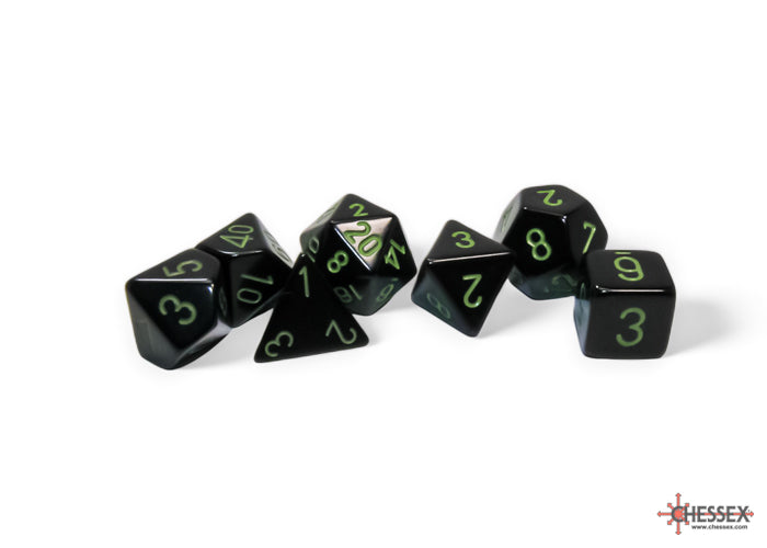 Chessex Opaque Black/Green Polyhedral 7-Set Dice Sets