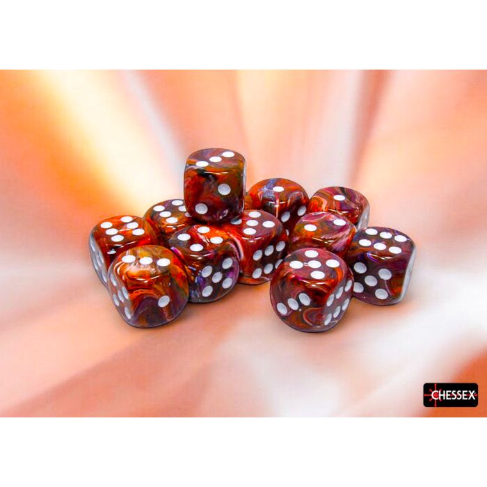Chessex Festive Symphony/white D6 Six-Sided 16mm Dice