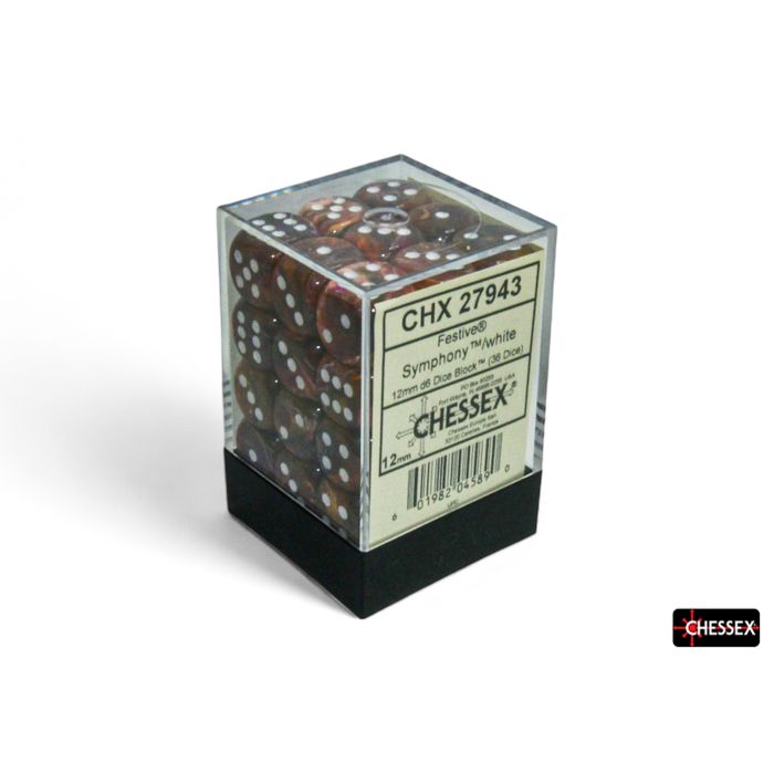 Chessex Festive Symphony/White Six-Sided 12mm Dice