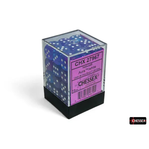 Chessex Nebula Luminary Aura/White Six-Sided 12mm Dice