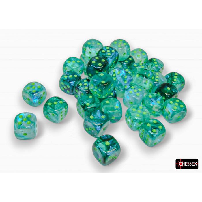 Chessex Borealis Luminary Kelp/Light Green Six-Sided 12mm Dice
