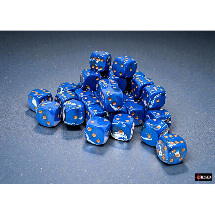 Chessex Brush Wavebreak/Gold Six-Sided 12mm Dice