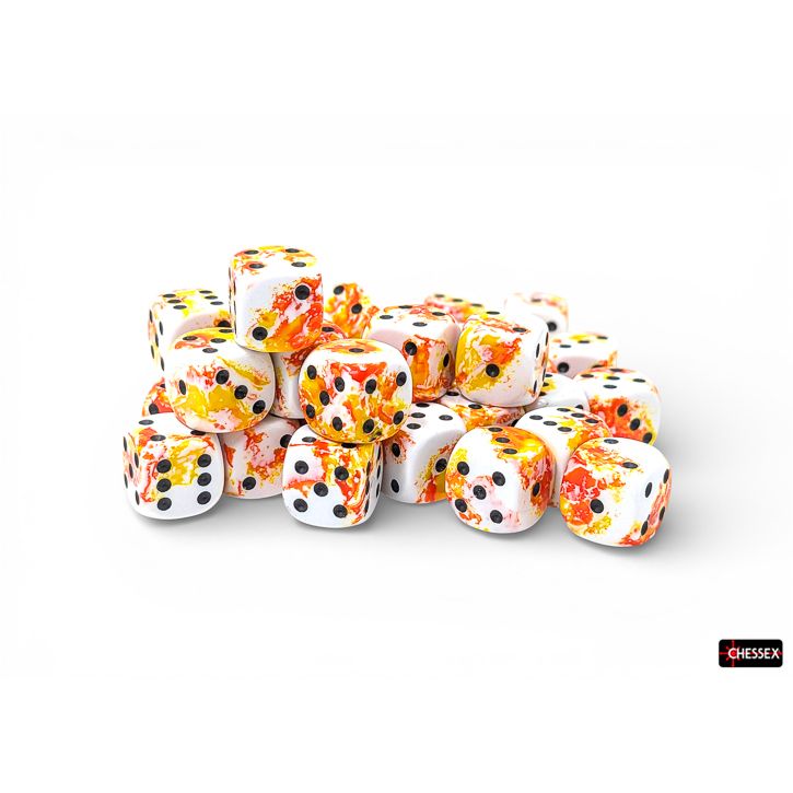 Chessex Brush Sunrise/Black Six-Sided 12mm Dice