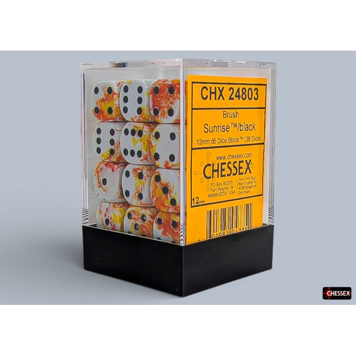 Chessex Brush Sunrise/Black Six-Sided 12mm Dice