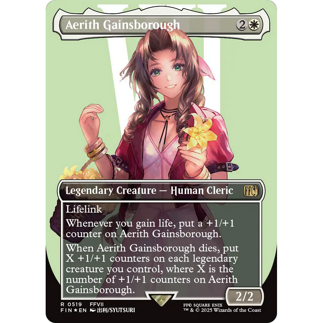 Aerith Gainsborough (Borderless) (Surge Foil) (FIN-519) - FINAL FANTASY (Borderless) Foil
