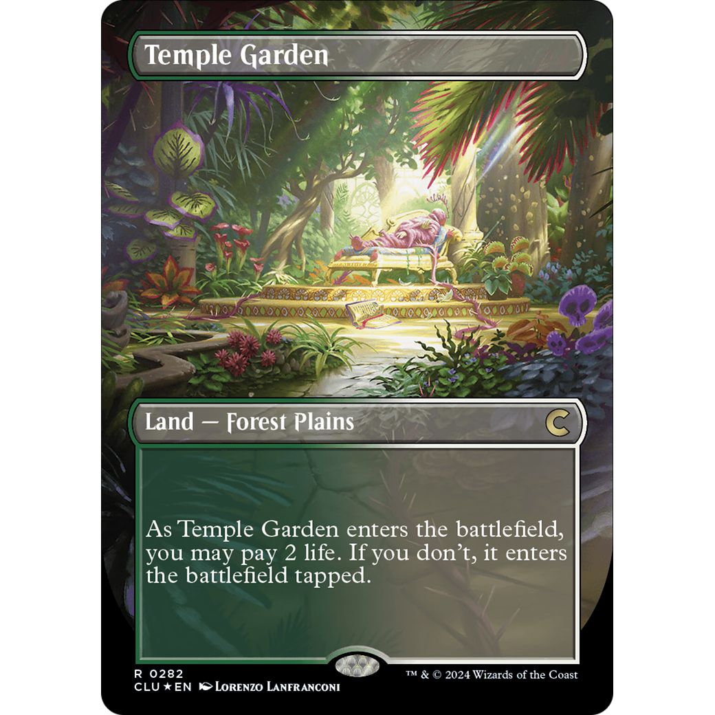 Temple Garden (Borderless) (CLU-282) - Ravnica: Clue Edition (Borderless) Foil