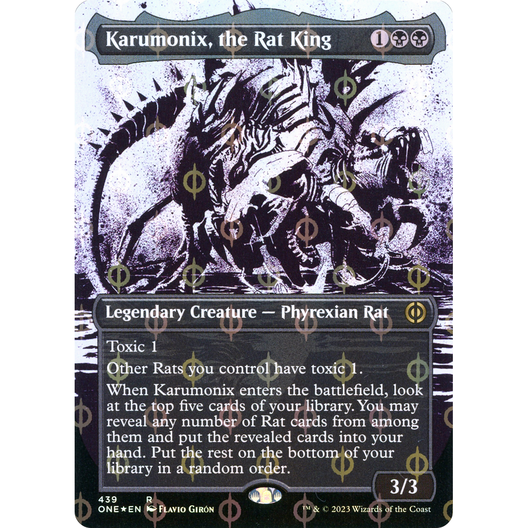 Karumonix, the Rat King (ONE-439) - Phyrexia: All Will Be One: (Showcase) (Borderless) Foil