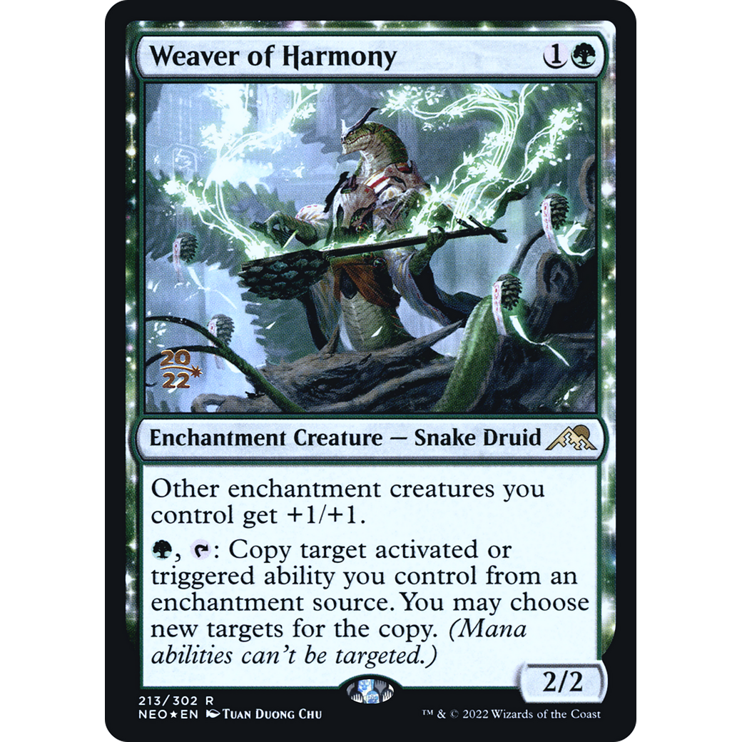 Weaver of Harmony (PRE-213S) - Kamigawa: Neon Dynasty Promos: (enchantment) Foil