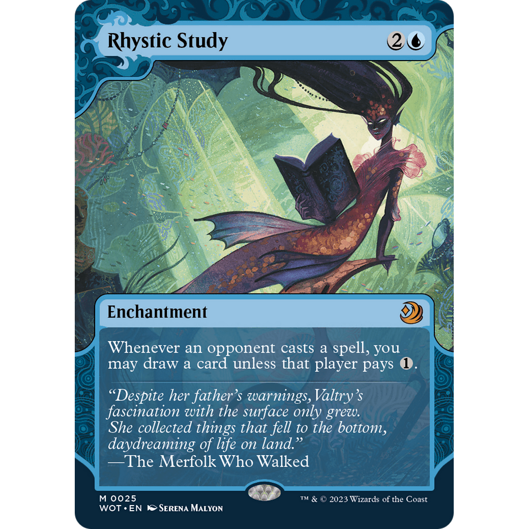 Rhystic Study (WOT-025) - Wilds of Eldraine: Enchanting Tales: (Showcase) (Borderless) Foil