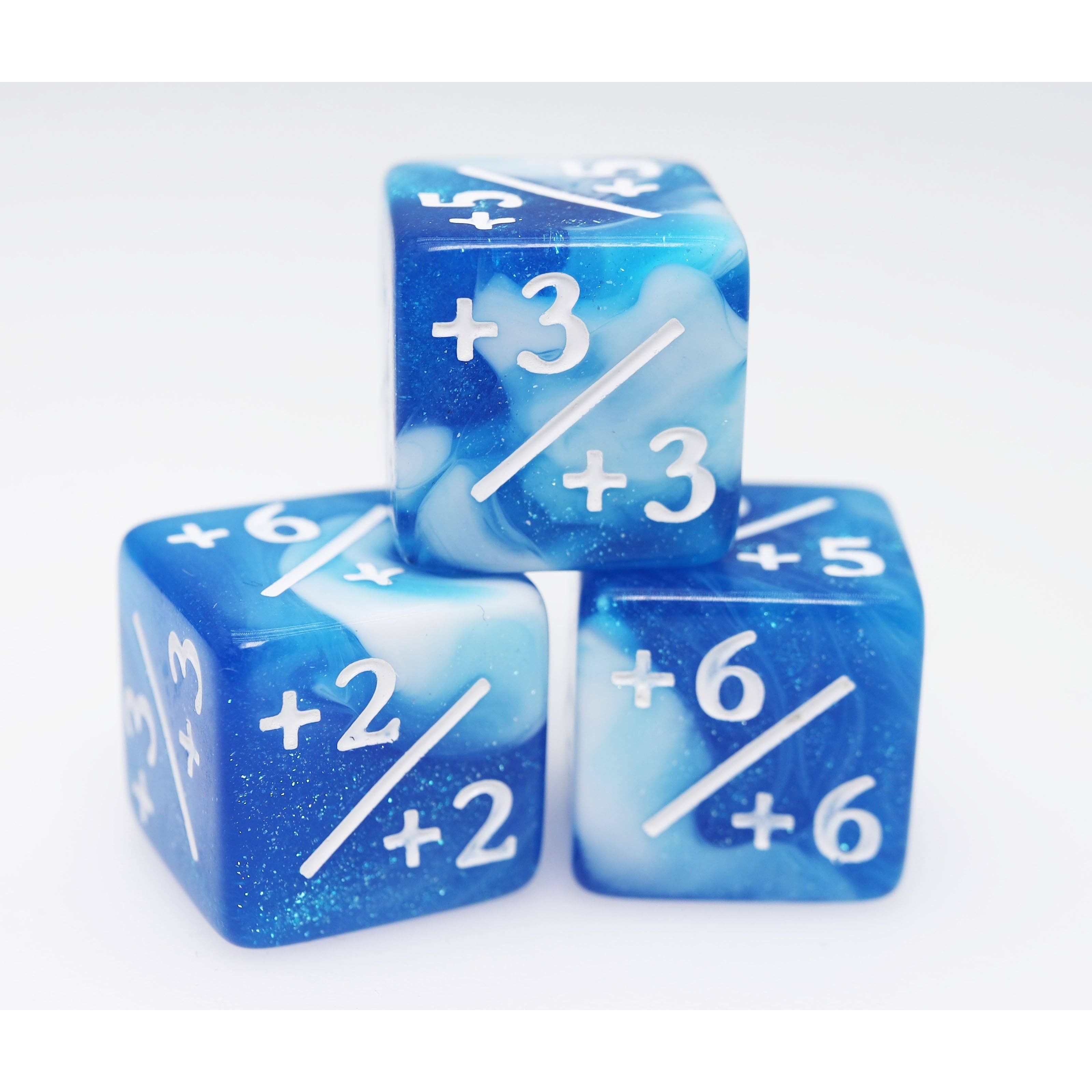 +1/+1 White & Blue Glitter Counters for Magic - Set of 8