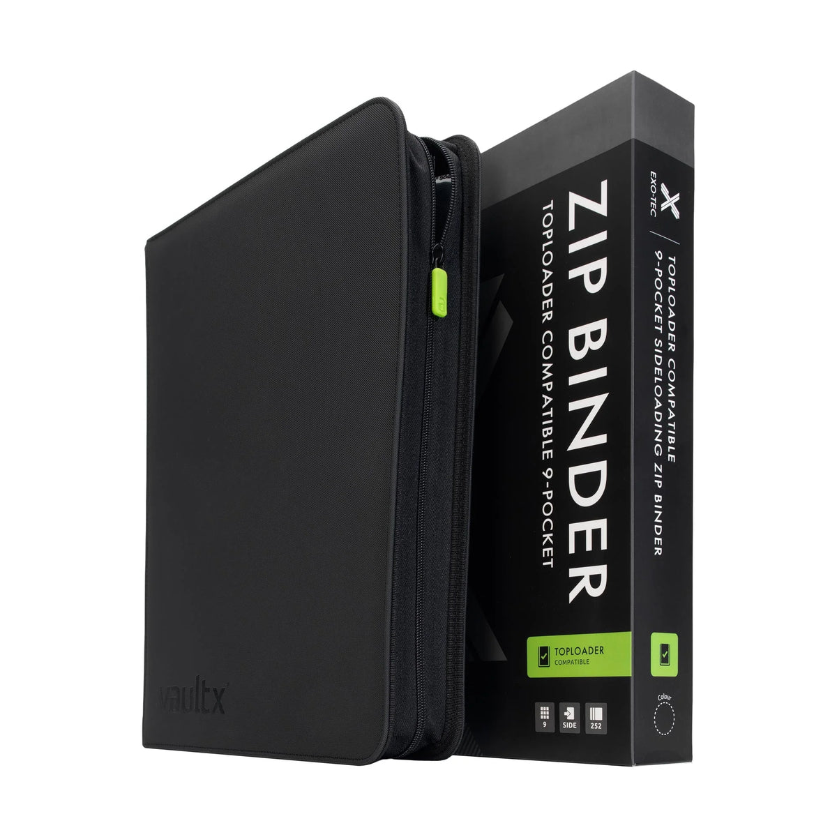 Vault X 9-Pocket Exo-Tec Toploader Zip Binder Signature Black