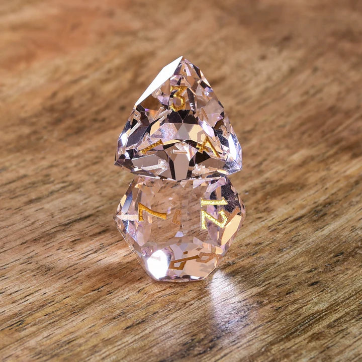 Misty Mountain - Baby Pink Topaz - 7-set Multifaceted Glass Dice