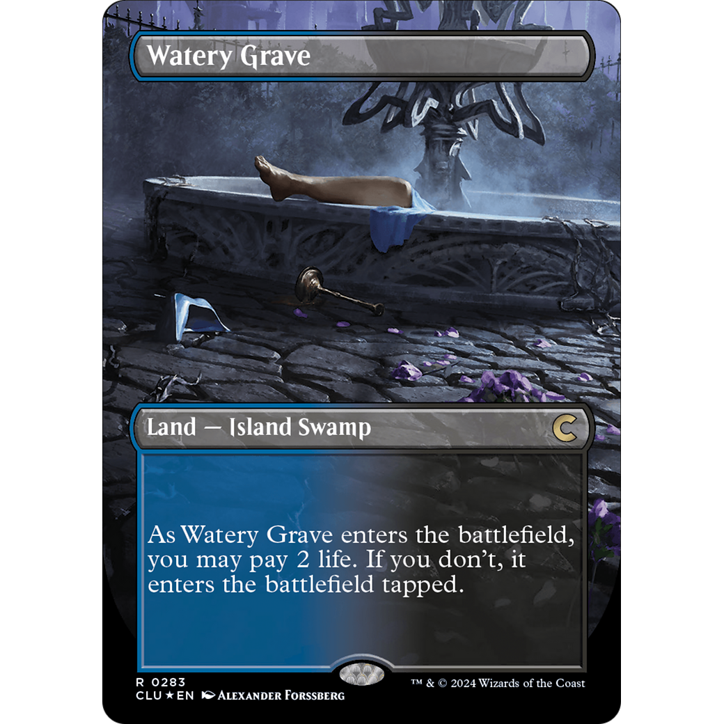 Watery Grave (Borderless) (CLU-283) - Ravnica: Clue Edition (Borderless) Foil